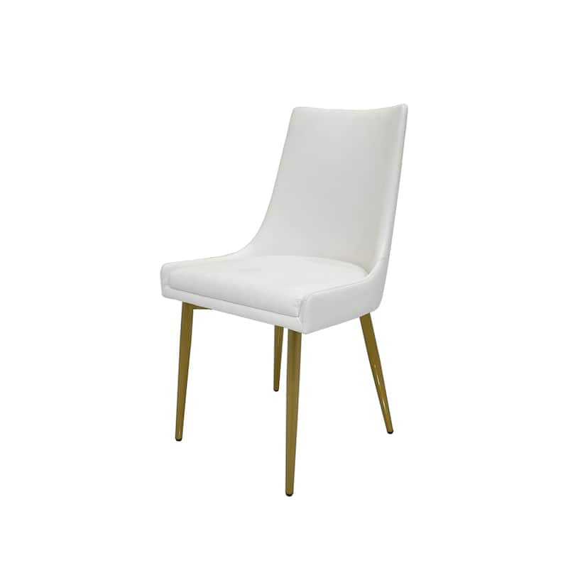 Dining Chair with PU Seat and Matte Gold Legs, Set of 2