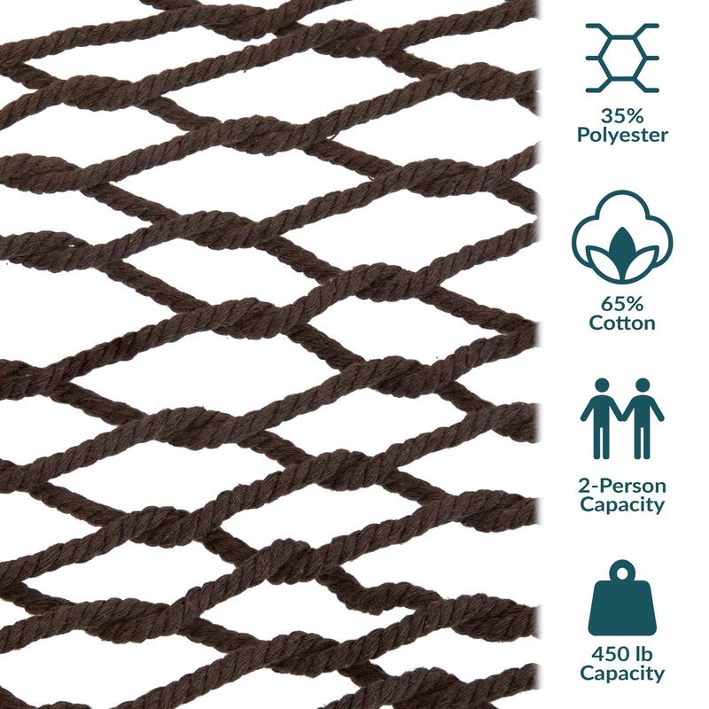 Sunnydaze Double Wide 2-Person Spreader Bar Rope Hammock