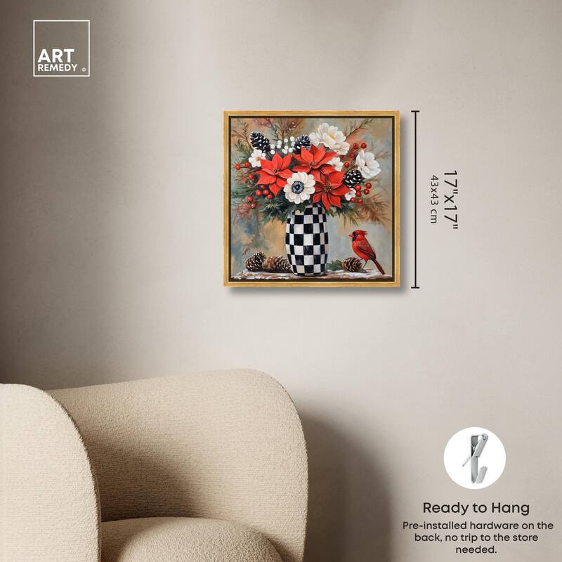 Checkerboard Vase Blooms II Canvas by Art Remedy