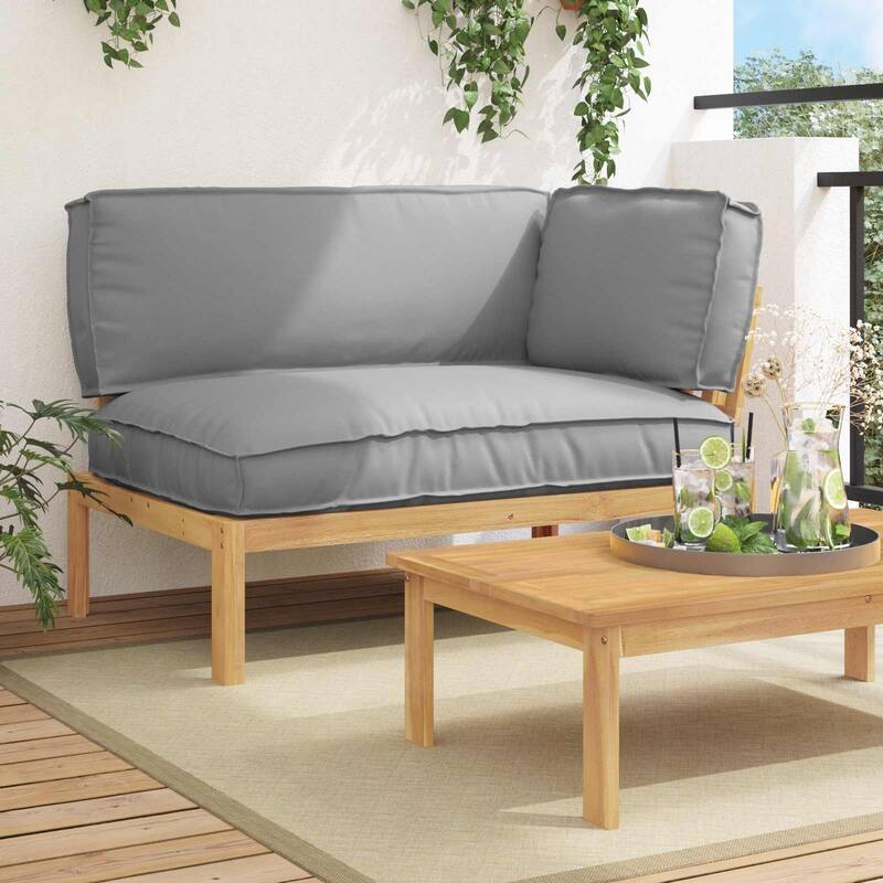 vidaXL Sofa Set in Solid Acacia Wood - Grey Light brown (1)