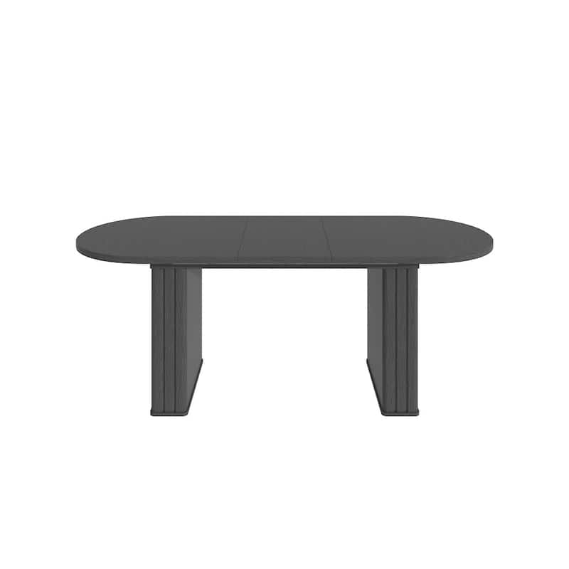 Oval Kitchen Extendable Dining Table with Wooden Strip Base