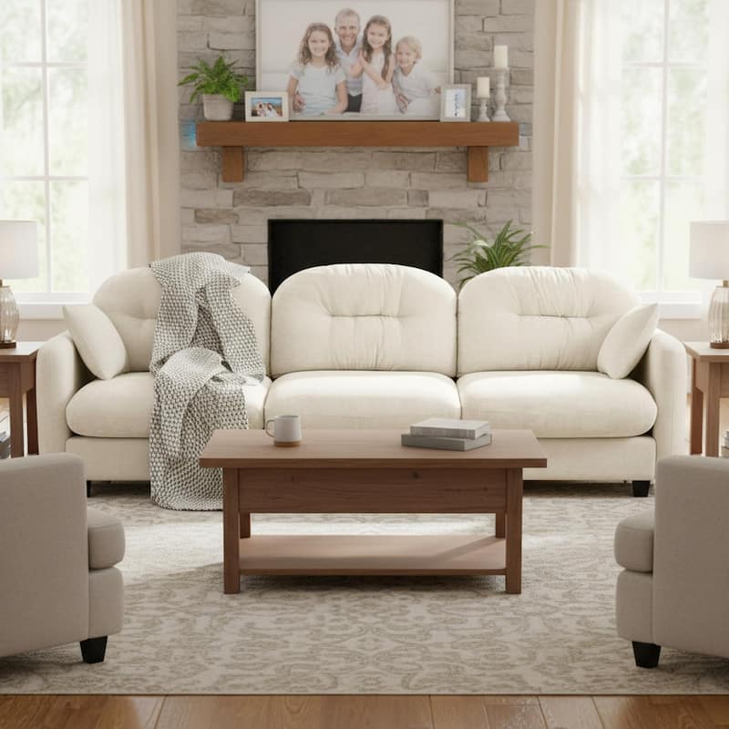 Homy Casa Chenille 3-Seat Modular Sofa, Tufted Back, Ergonomic Couch