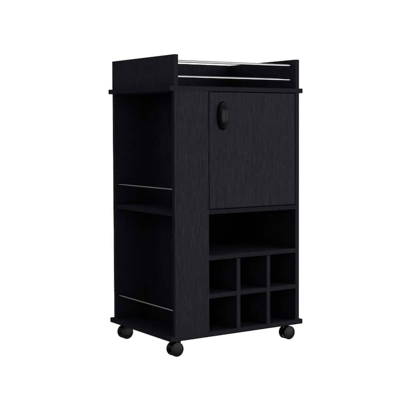 Bar Cart with Cabinet,Wine Cabinet,Liquor Cabinet,6 Built-in Wine Rack and Casters