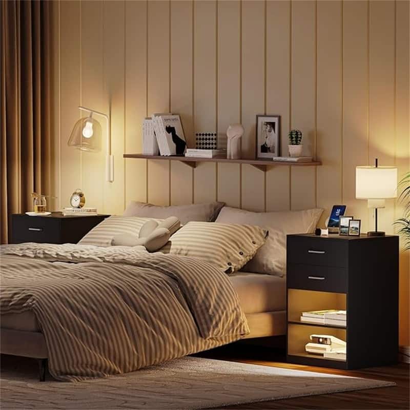 Nightstand Set of 2 with LED Light