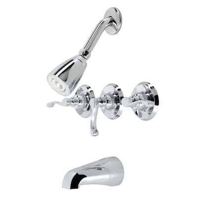 Kingston Brass Royal Three-Handle Tub and Shower Faucet