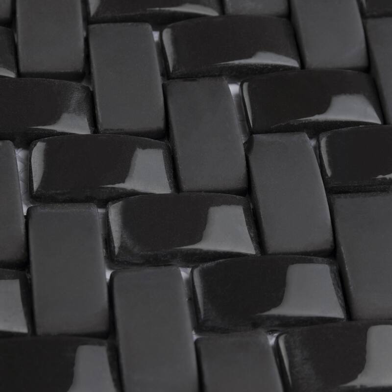 Merola Tile Expressions Weave Black 12-1/4" x 12-1/4" Glass Floor and Wall Tile