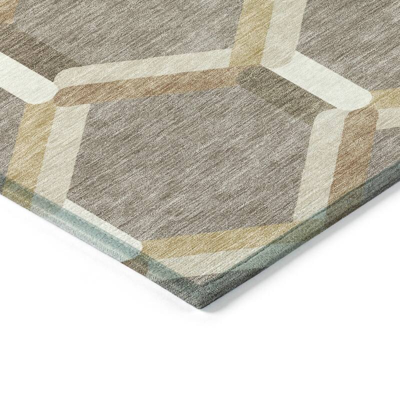 Machine Washable Indoor/ Outdoor Modern Trellis Chantille Rug