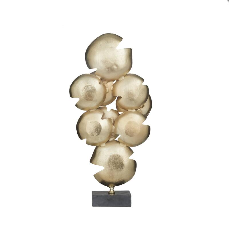 Aluminum Metal Abstract Layered Disk Decorative Sculpture with Black Base - Gold or Gray - CosmoLiving by Cosmopolitan
