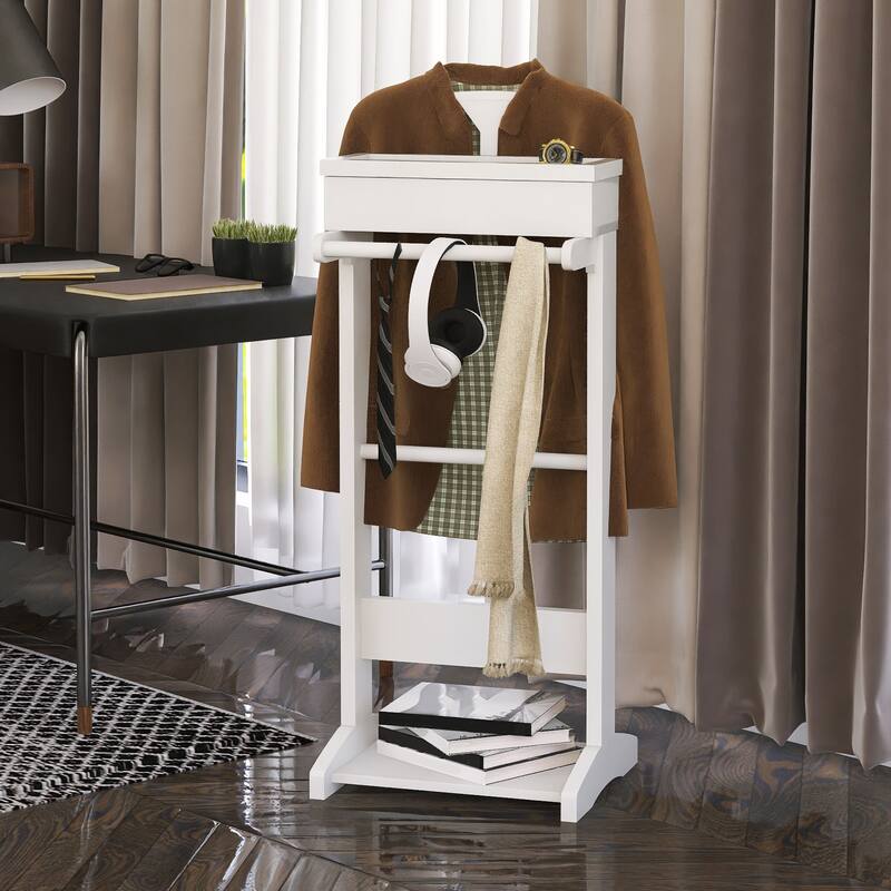 Modern Minimalist Coat Rack with Portable Clothing Rack, Storage Shelf, White Finish, for Entrance and Hallway, Living Room