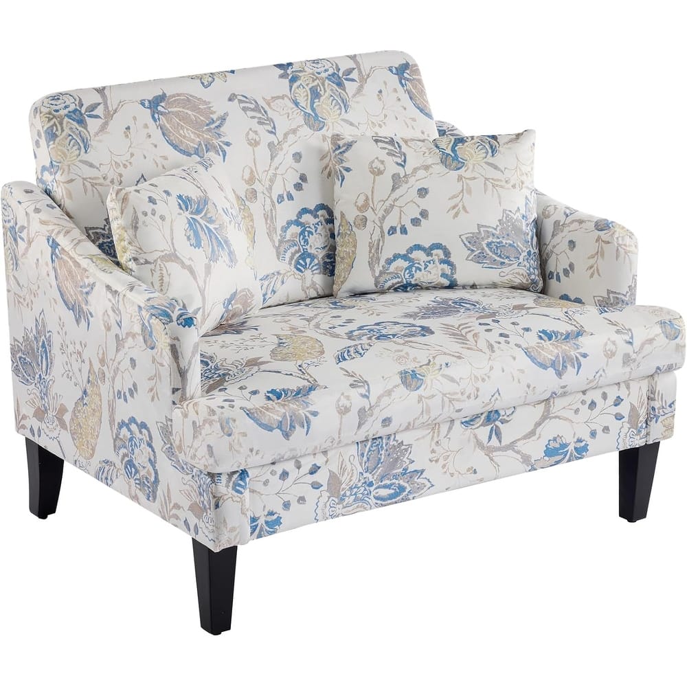 Bezseller Modern Oversized Accent Chair, 34.3'' Wide Seat Upholstered Armchair with Wood Legs and 2 Pillows