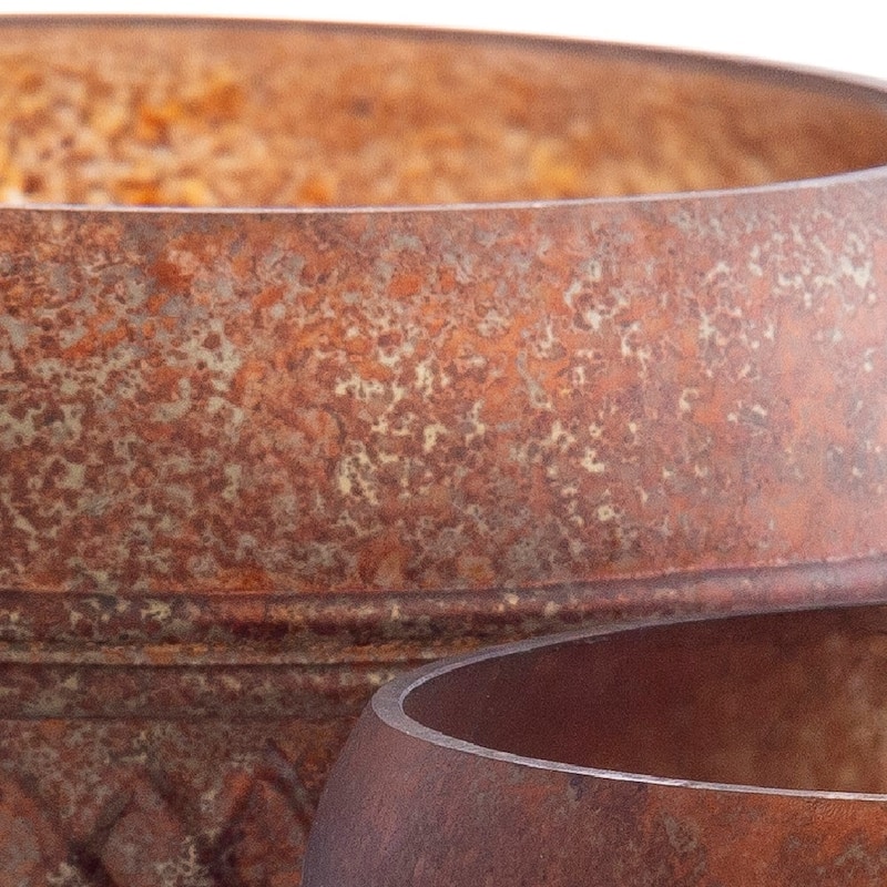 Alyvia Distressed Copper Glass Hurricane Set (2-piece)