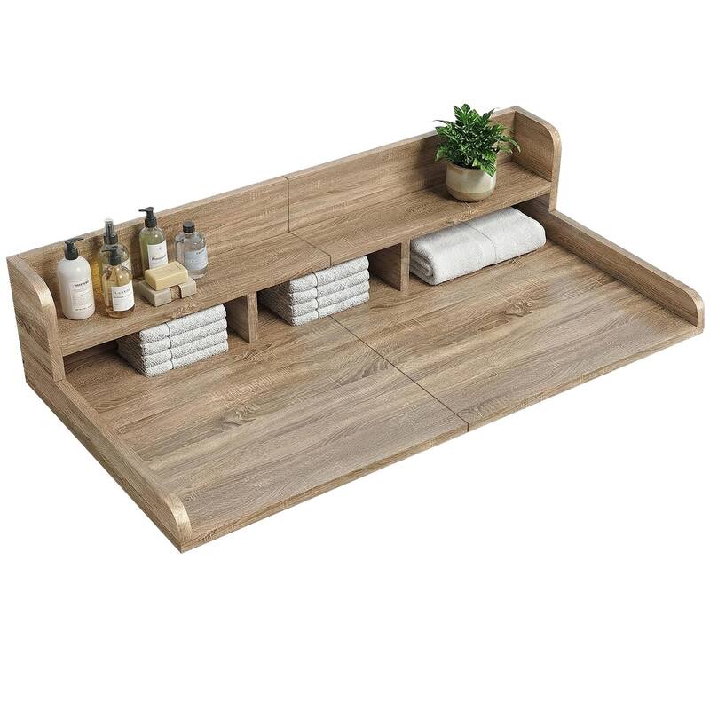 Washer Dryer Countertop with Non-slip Pads, Laundry Wood Shelf Topper with Edge, for Washer and Dryer Laundry Hamper Counter