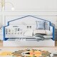 preview thumbnail 2 of 7, Charming House-shaped Design Wooden Daybed with Fence, Trundle and Smart Sensor Lights, Twin size, Blue