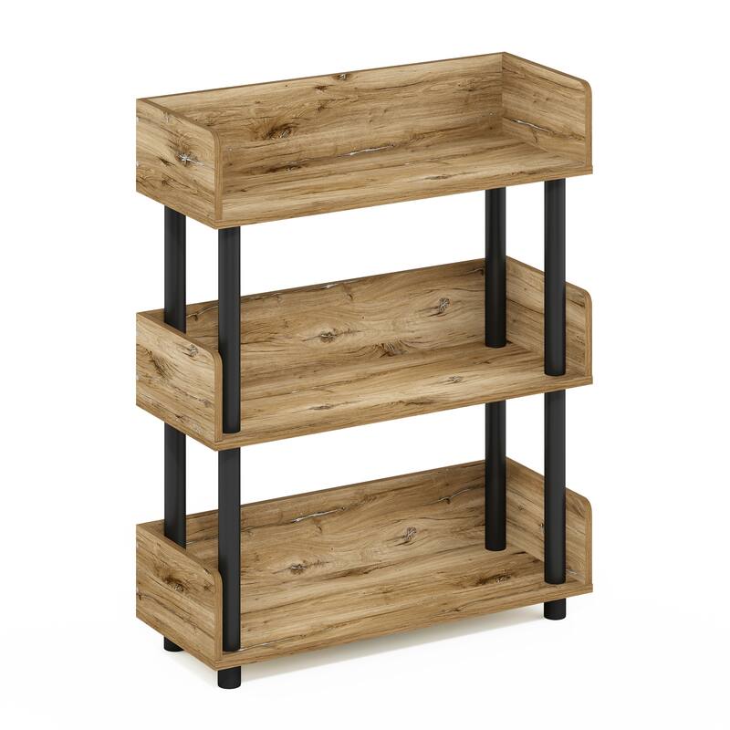 Furinno Turn-N-Tube 3-Tier Toolless Freestanding Multipurposes Display Rack, Espresso - Flagstaff Oak/Black