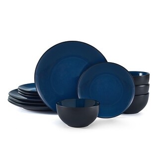 Lucy 12- Piece Stoneware Dinnerware Set in Blue - Bed Bath & Beyond ...