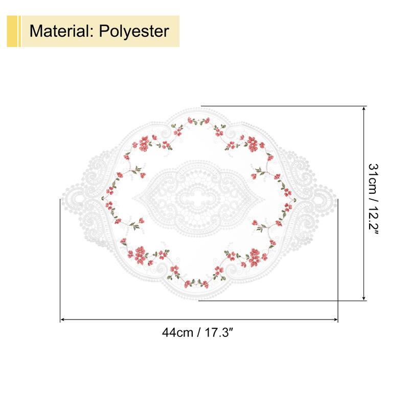 12x17in Retro Lace Placemat Oval French Crochet Doilies Coasters - White