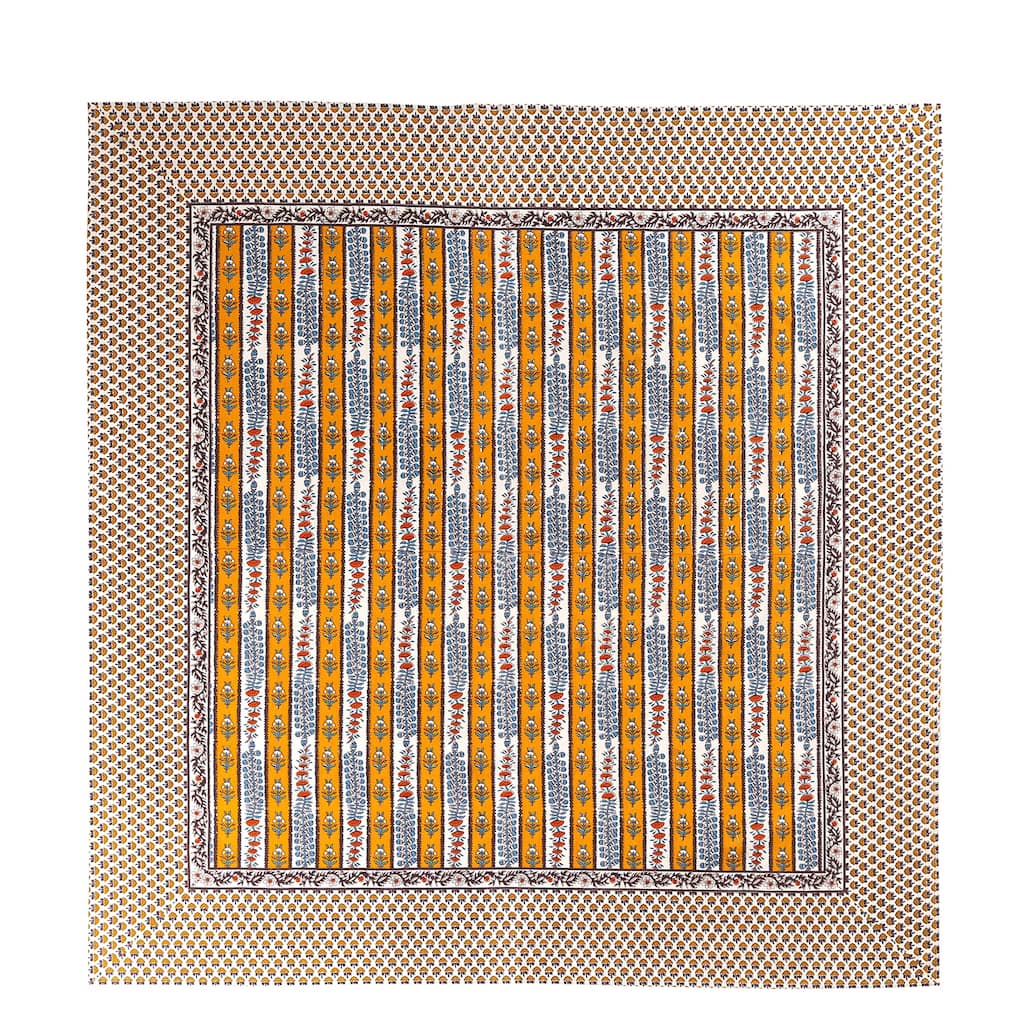 Couleur Nature Provence Avignon Tablecloth - Dijon/Blue - 90" x 90" - 90" x 90"