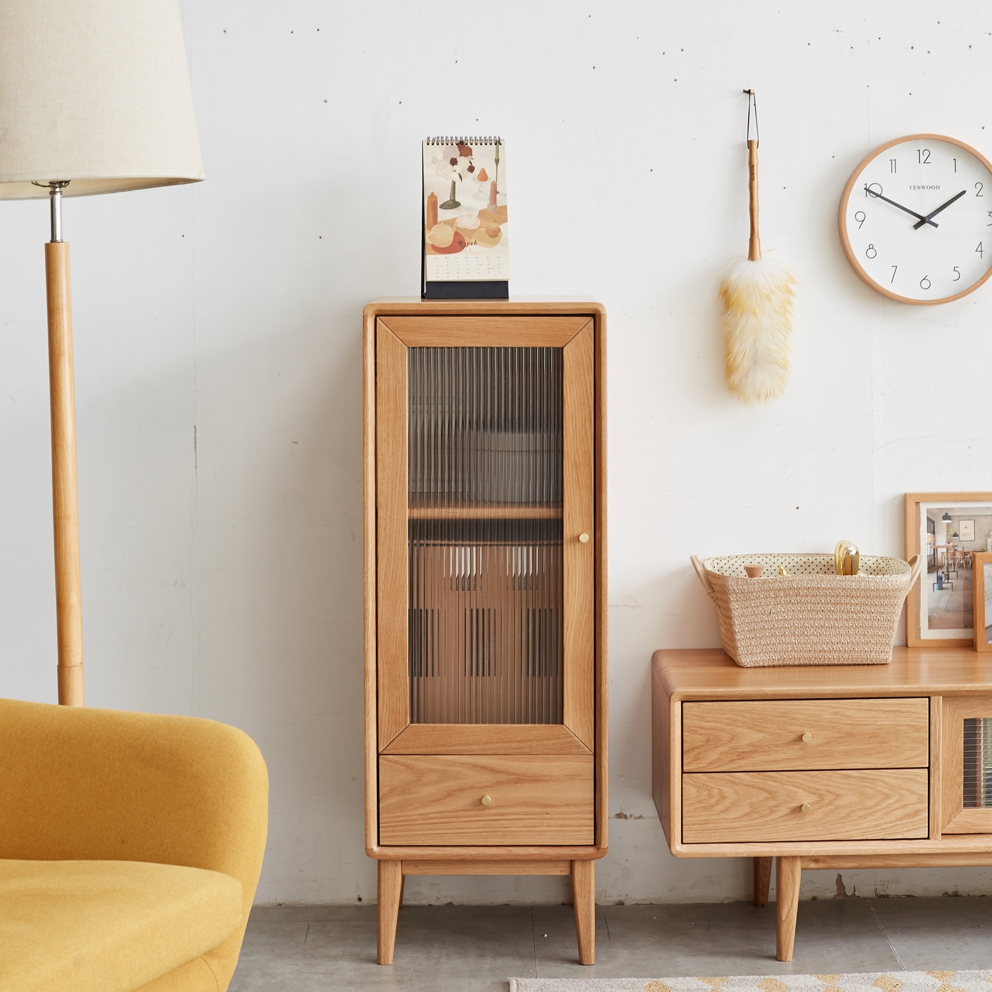 Solid oak store storage unit