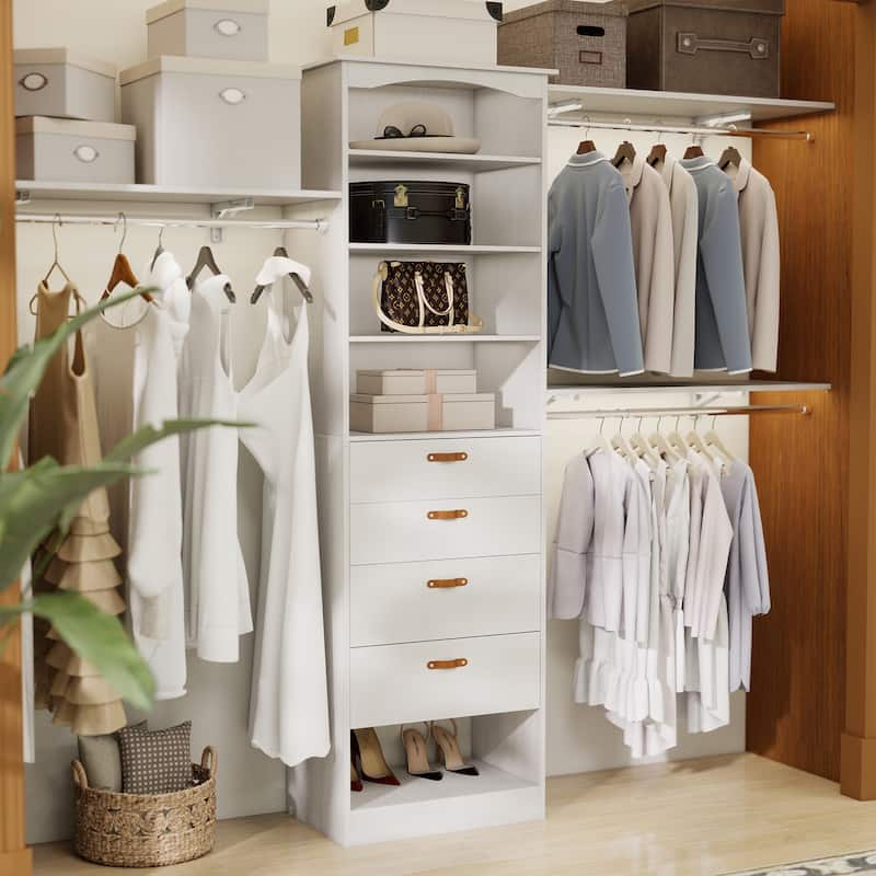 23.6"-118" W Modular Closet System, 2-9.8FT Walk-In Closet Organizer with 3 Expandable Rods and Shelves - 76.6'' H X 15.7'' D