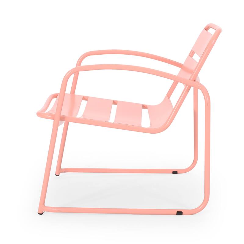Gigi Outdoor Accent Chair Set of 2, Powder Coated Iron in Peach Finish