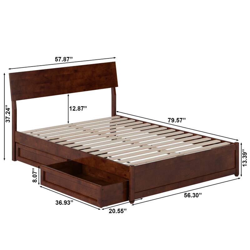 Norla Wood Platform Bed with Storage Drawers
