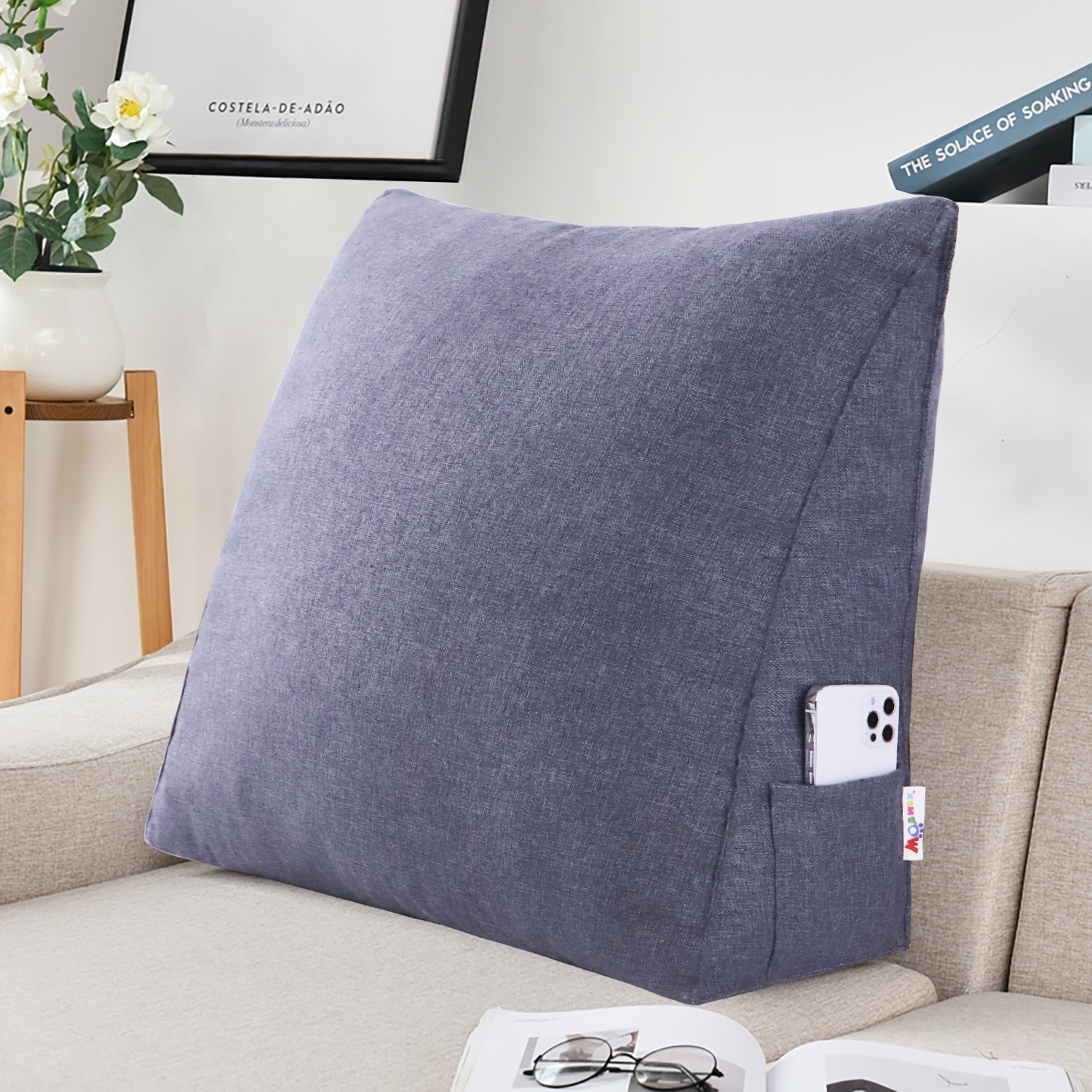 47inch Long Sofa Wedge Triangle Pillow for Relaxing & Lumbar