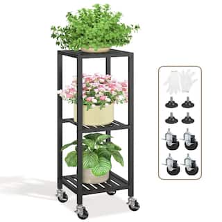 3 Tier Black Metal Plant Stand - 11.6 x 10.8 x 33.7 inches
