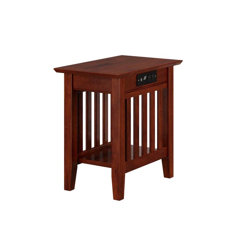 City Chic End Table with Charging Station - Living Room Side Table, Driftwood Walnut Finish, 20"D x 22"W x 14"H - 22