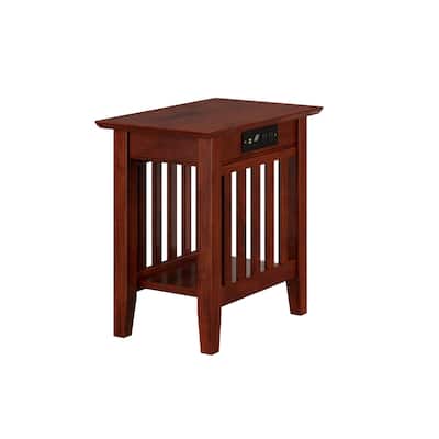 City Chic End Table with Charging Station - Living Room Side Table, Driftwood Walnut Finish, 20"D x 22"W x 14"H - 22