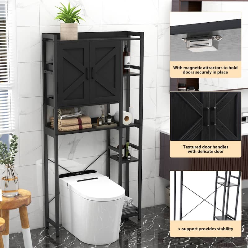 Over The Toilet Storage Cabinet Bathroom Organizer with Double Doors