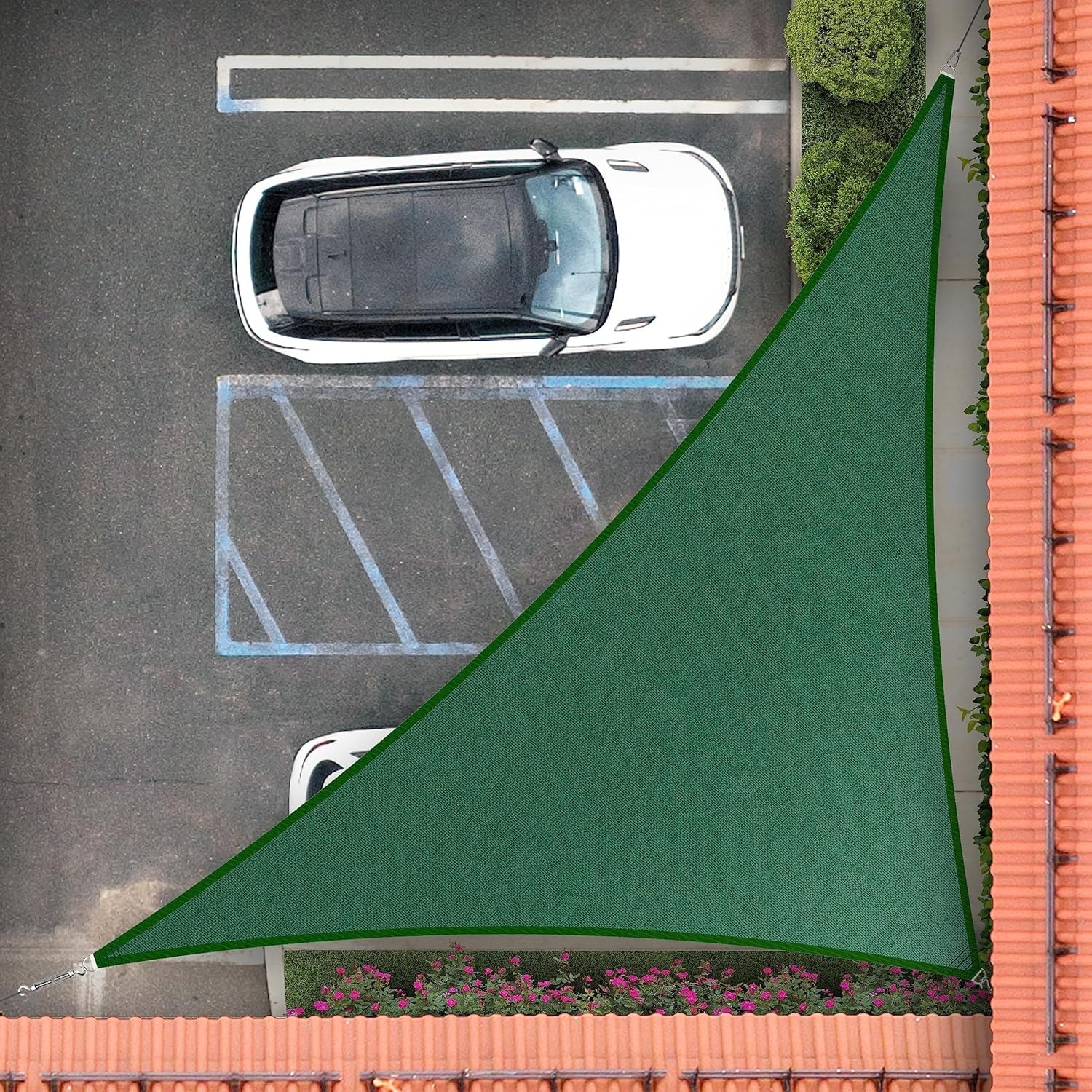 13' x 17' x 21.4' Green Right Triangle Sun Shade Sail, UPF50+, 95% UV Blockage, 200GSM Heavy Duty, 3 Years Warranty