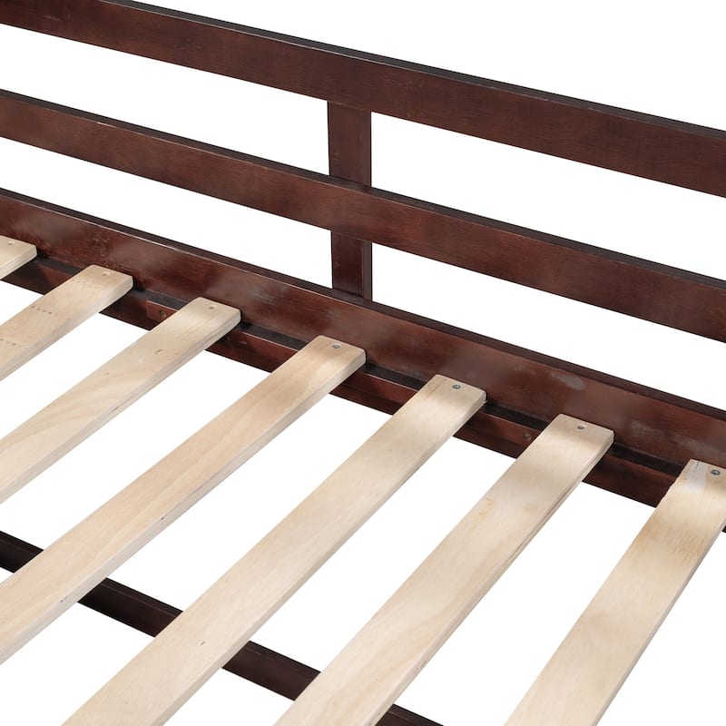Twin Solid Pine Loft Bed with Shelves, Drawers, and Guardrail