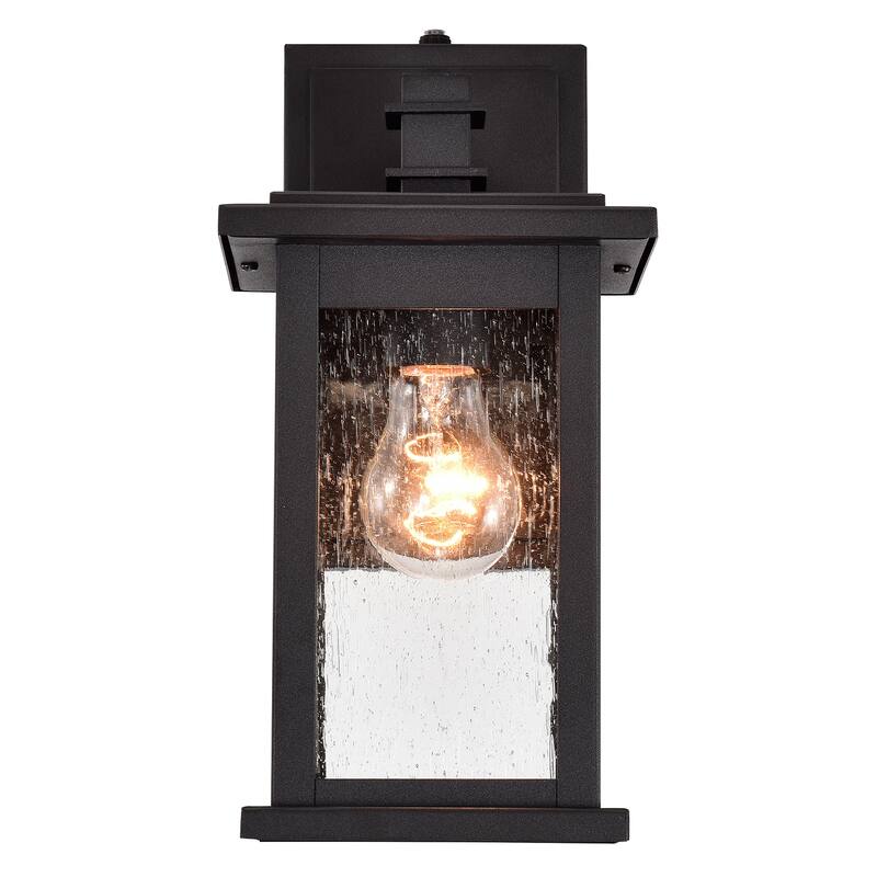 Black 1-Light Dusk to Dawn Outdoor Wall Lantern Sconce - 12.25*6*7.25