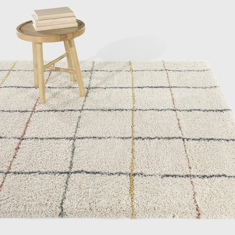 Bachri Modern Shag Area Rug - 5'3" x 7' - Cream - Rectangle