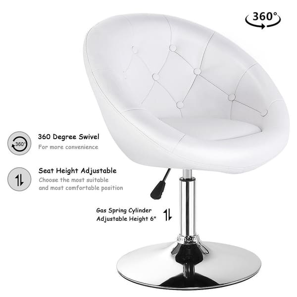Living Room White HOMCOM Modern Leisure Chair Round Tufted Accent Chair Vanity Stool Height Adjustable Counter Chair with Swivel Seat for Pub Living Room White HOMCOM Modern Leisure Chair Round Tufted Accent Chair Vanity Stool Height Adjustable Counter Chair with Swivel Seat for Pub