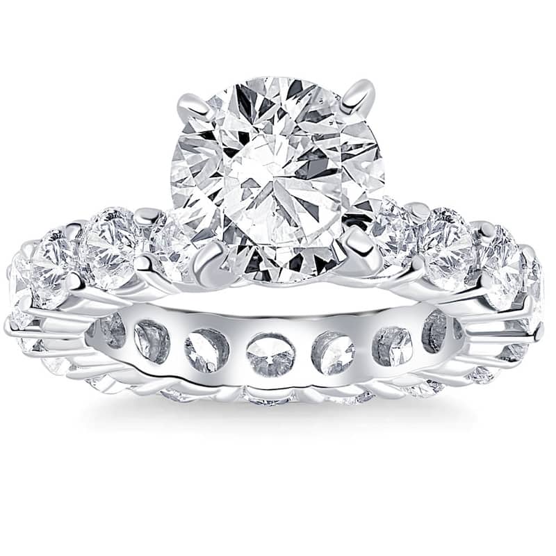 5 1/2Ct TW Round Cut Diamond Eternity Engagement Ring White Gold Lab Grown