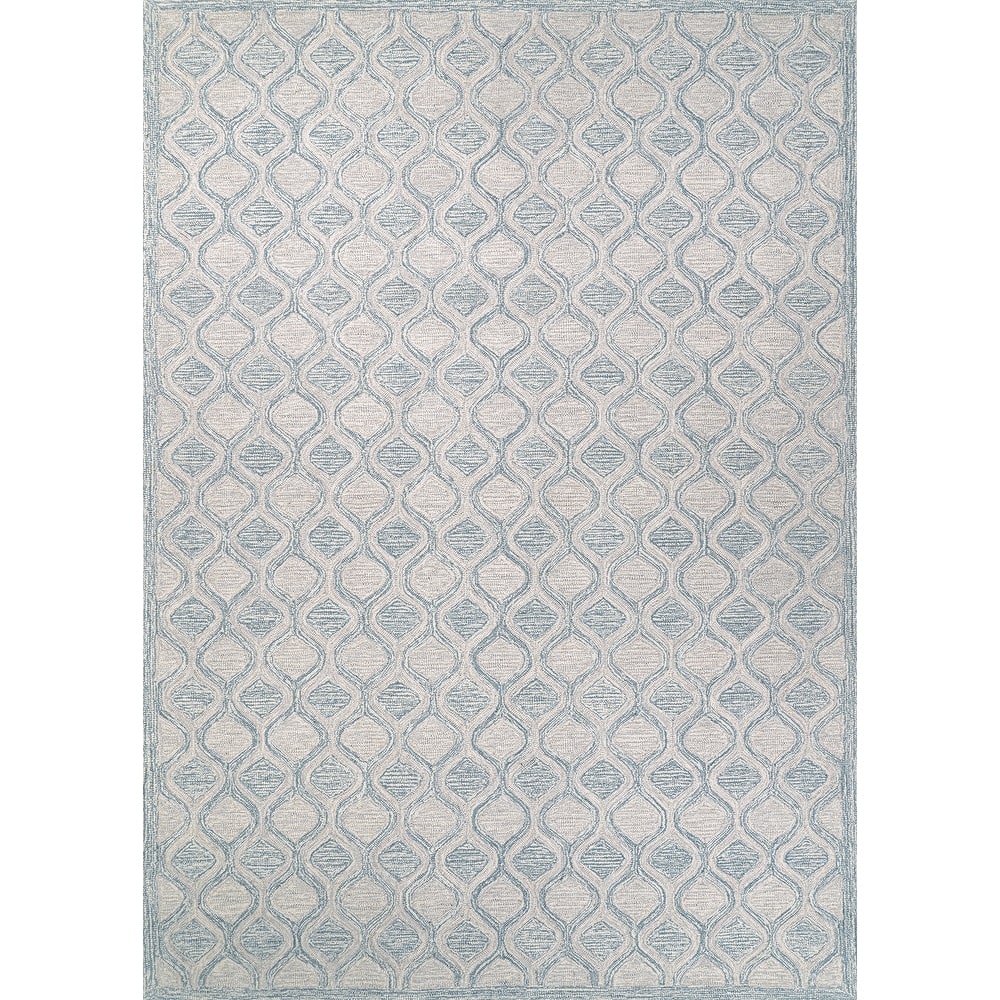 Handmade Terasia Geometric Sea Wool Area Rug