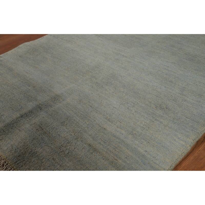 Hand Knotted Oriental 100% Wool Carpet Modern Stripe Greys & Charcoal Gabbeh Area Rug - 3' 10'' X 2' 8''