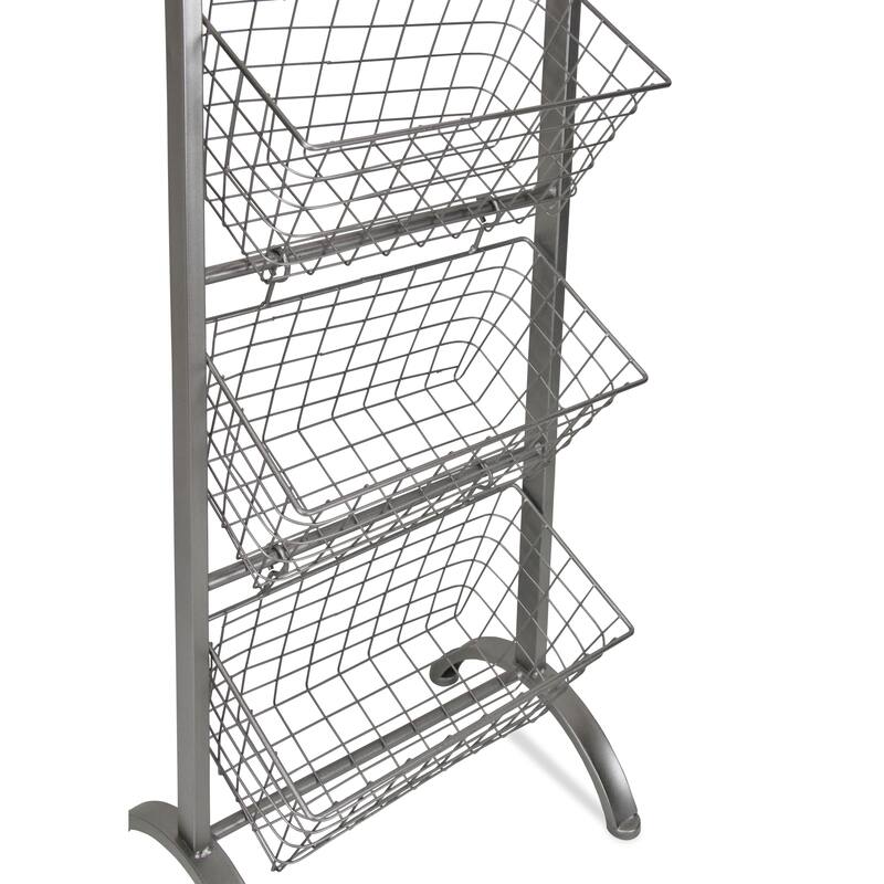 Gray Metal 3 Tier Basket Storage