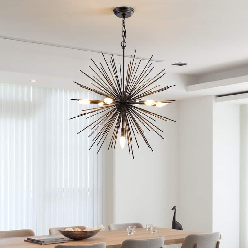 Maxax 7-Light Sputnik Sphere Chandelier with Wrought Iron Accents