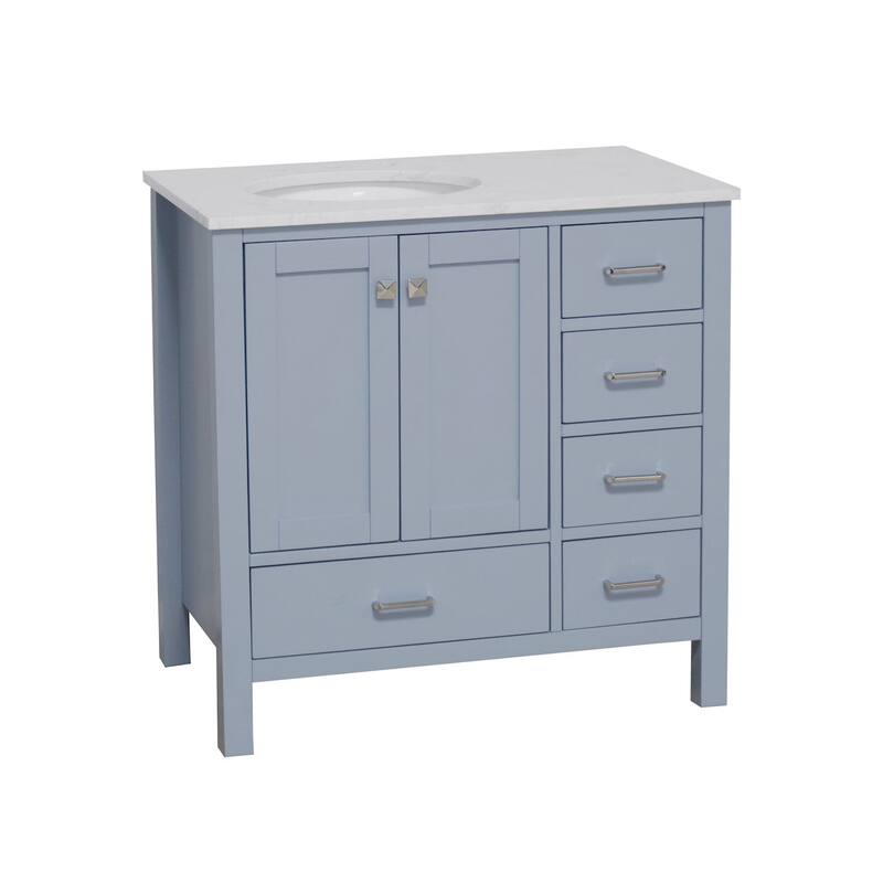 KitchenBathCollection Horizon 36" Bathroom Vanity with Engineered Carrara Top