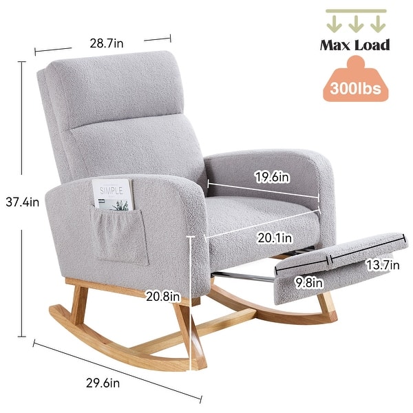 dimension image slide 4 of 12, HOMYKA Rocking Chair for Nursery with Footrest