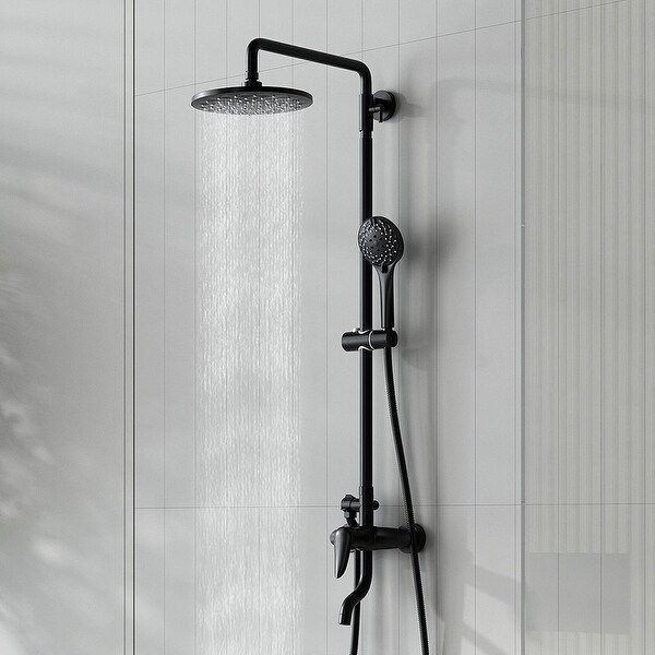 8" Rain Shower Head Square Black Stainless Steel Ceiling/Wall Mount Replace 