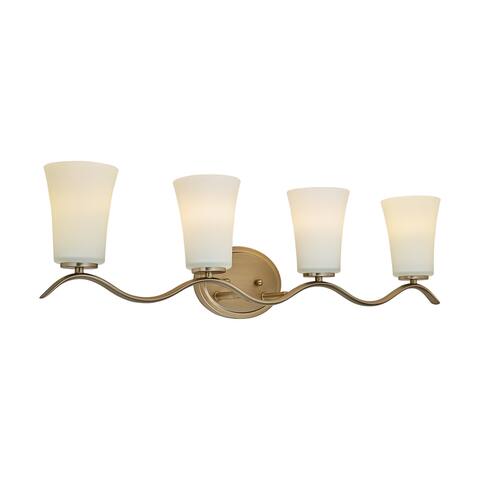 4 Lt Mount Bathroom light with white glass and gold finish