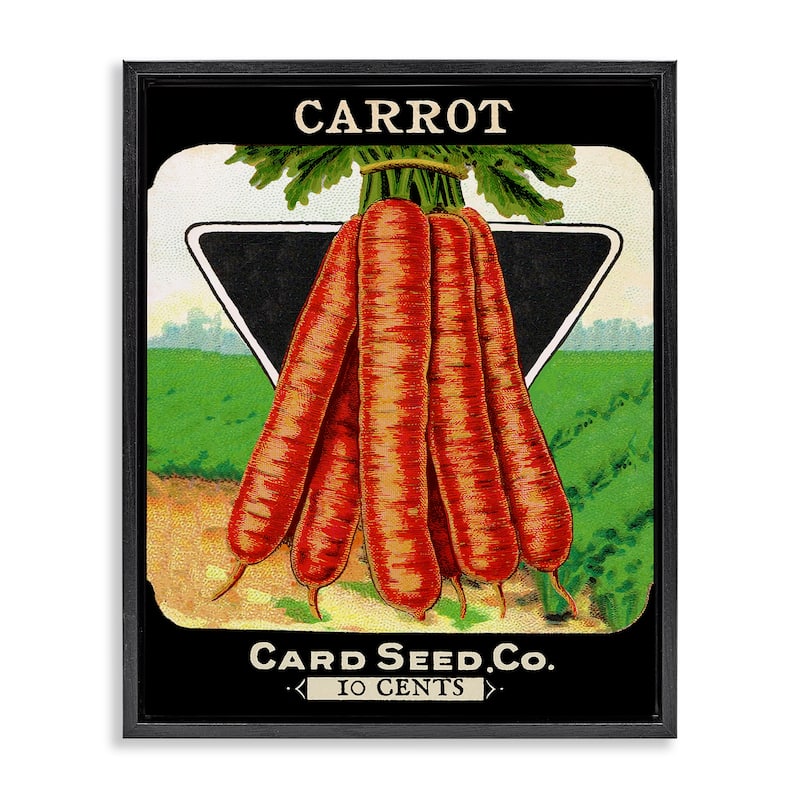 Stupell Vintage Gardening Carrots Framed Floater Canvas Wall Art Design By Lil' Rue - 17 x 21 - Black