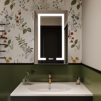 ExBrite 20" x 32" LED Lighted Bathroom Medicine Cabinet with Mirror,Recessed or Surface Mount,Defog