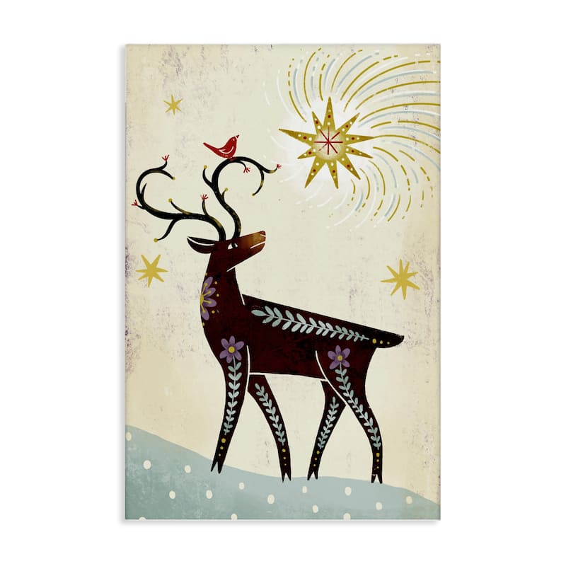Stupell Rustic Winter Deer Canvas Wall Art Design By Hannah Moren - 16 x 24