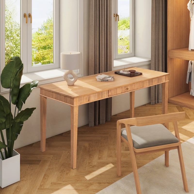 Dumont 63" Fluted Rubberwood Home Office Desk