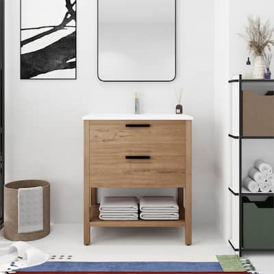 Bathroom Vanity With Sink In 30 Inch, Freestanding Bathroom Vanity With 2 Soft Close Drawers