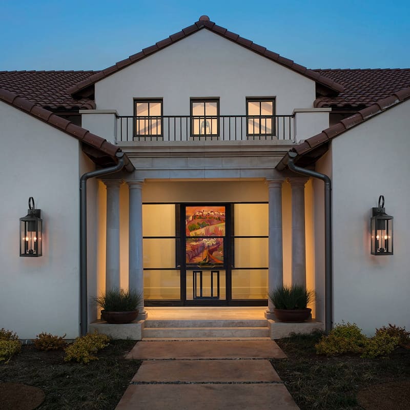 25.7"H 2-Light Large Outdoor Black Exterior Wall Lantern Sconce Light